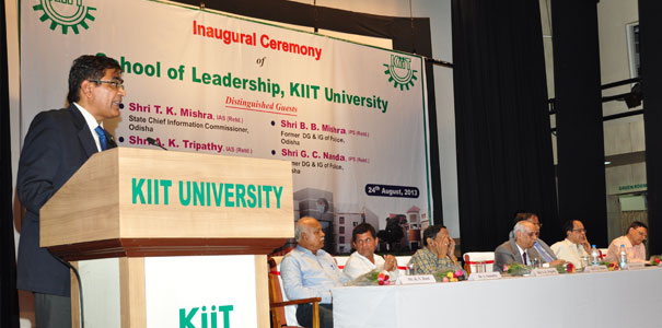 Prof. Satyanarayan Mishra, Director, School of Leadership, KIIT speaking at the Inaugural Ceremony of School of Leadership, KIIT University.